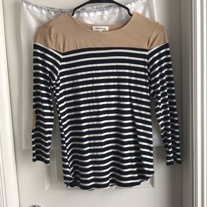 Striped long sleeve with suede